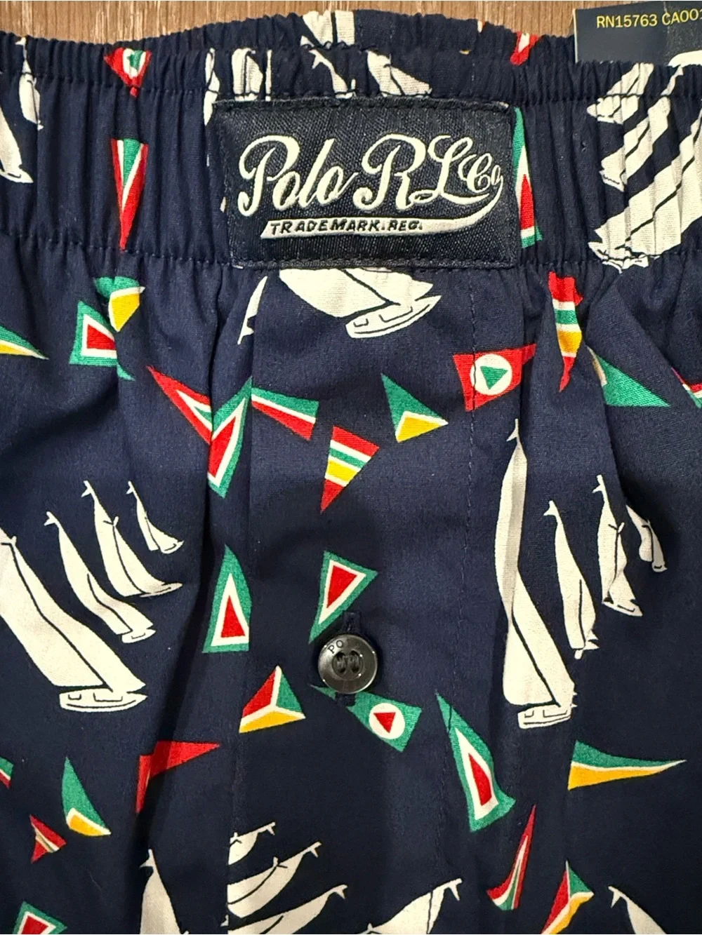 Polo by Ralph Lauren Navy Sailboat Boxer Shorts with Multicolor Pennants Unisex